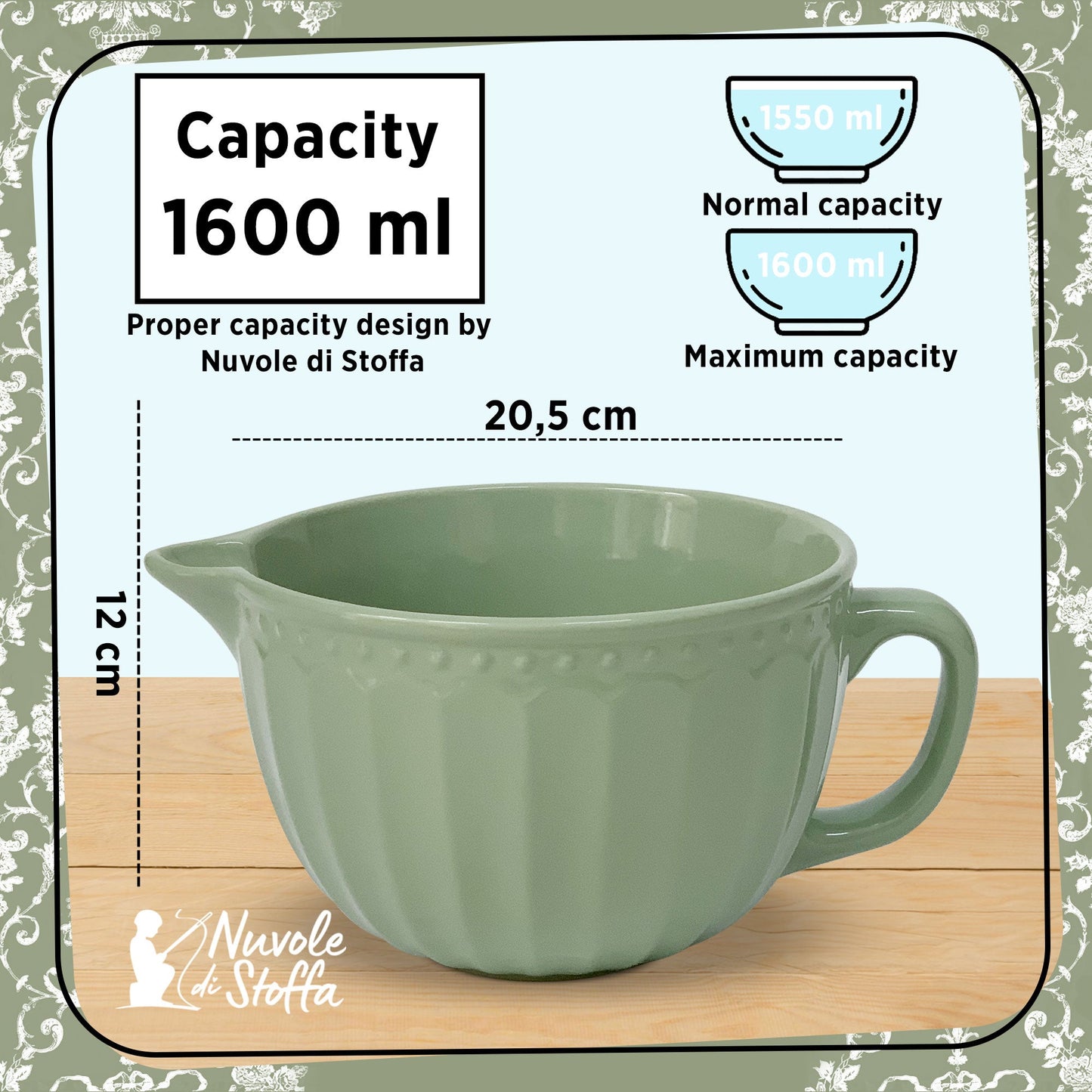 Ciotola dosatore Nuvole di Stoffa in porcellana Retrò Sunday 1,6 Litri 6206