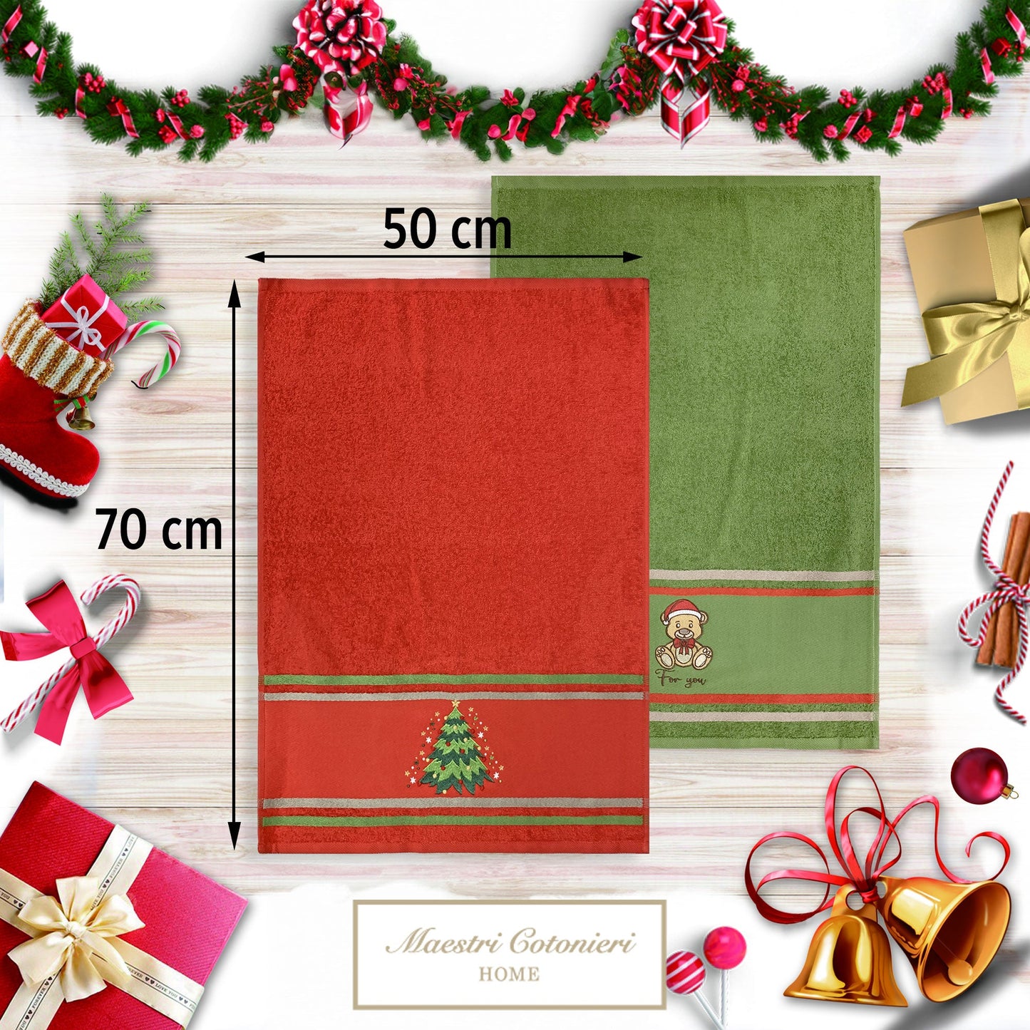 Set Strofinacci Natalizi Maestri Cotonieri Canovacci spugna 2 Pezzi Natale 6237