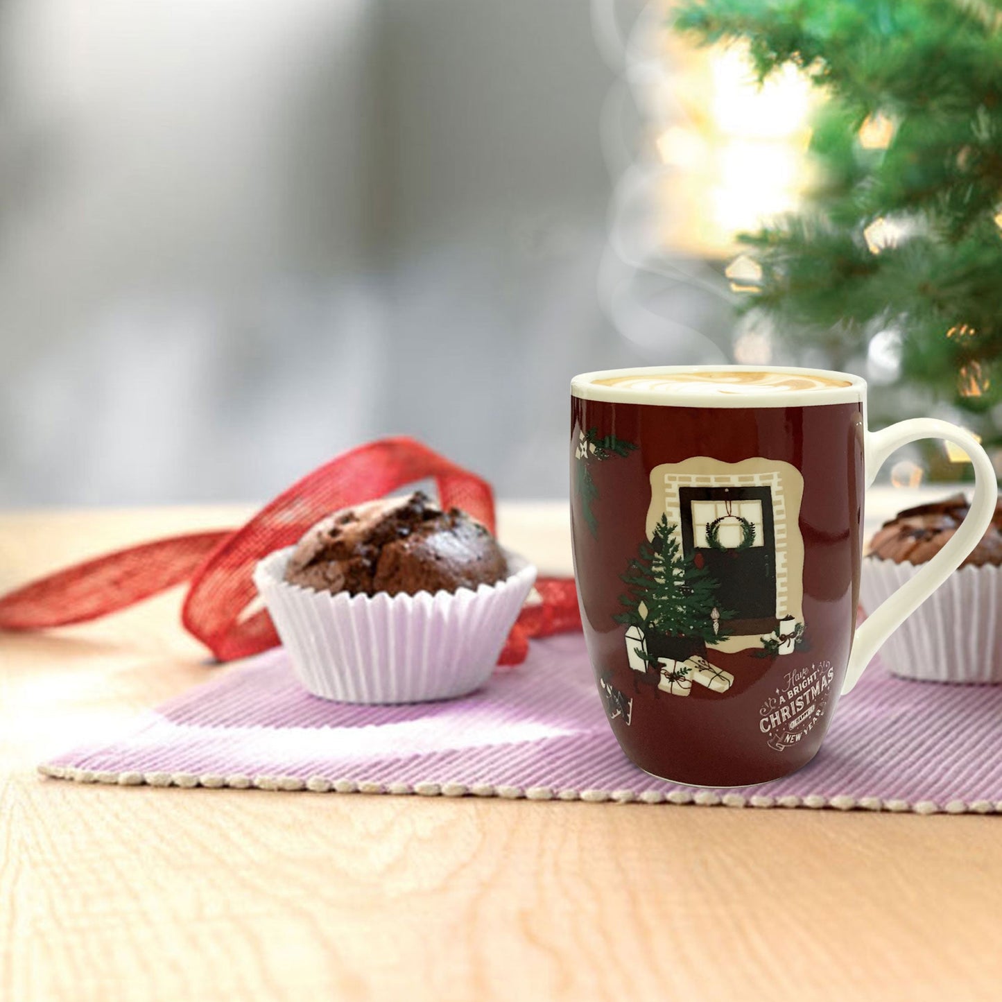 Tazza natalizia Nuvole di Stoffa Mug in ceramica Holly Decoro Natale 350ml 6330