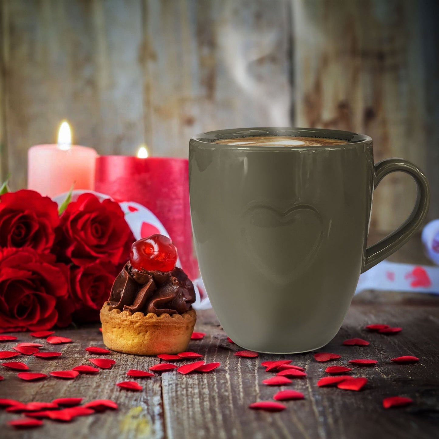 Tazza cuore Nuvole di Stoffa Mug con manico in ceramica 350ml Shabby Chic 6342