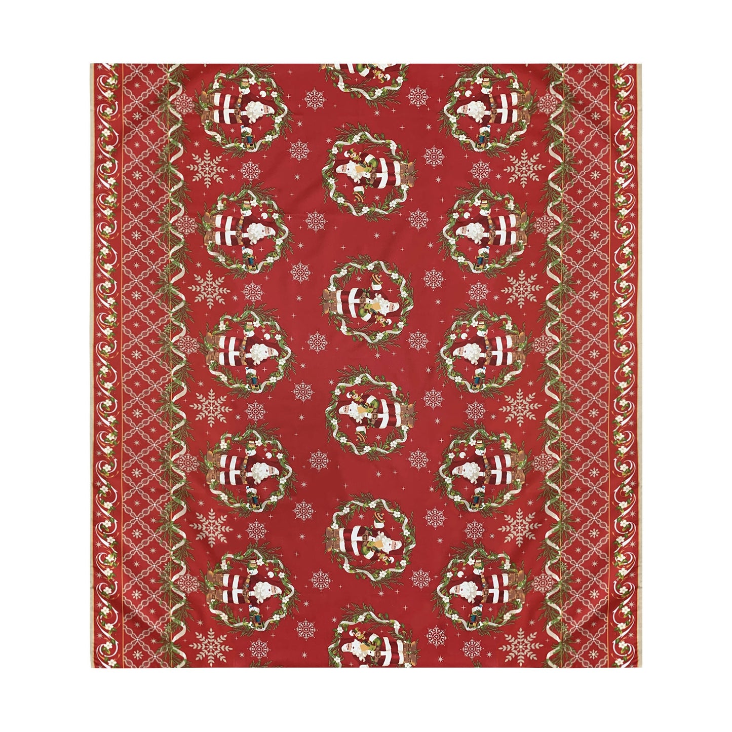 Tovaglia Natalizia in rasatello stampata Preziosa Home 12 posti Natale 6382