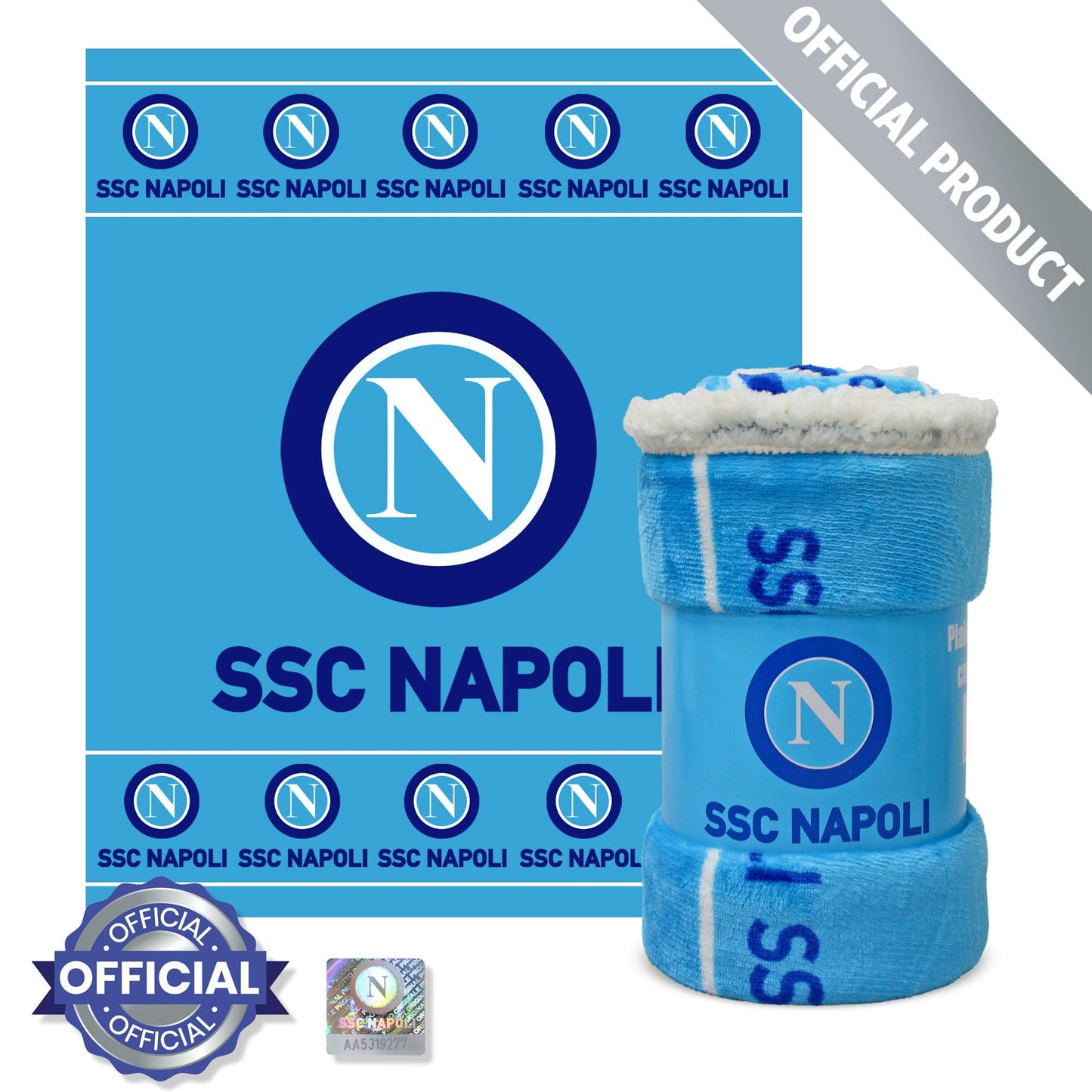 Plaid SSC Napoli agnellato ufficiale coperta stampata logo scudetto 6532