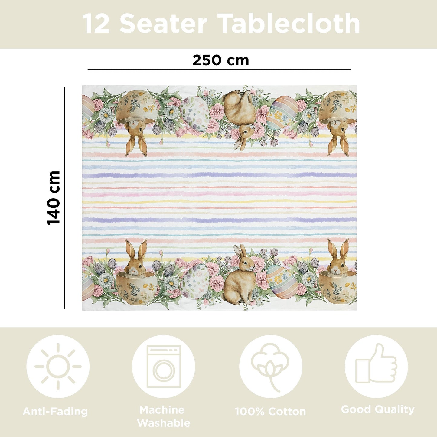 Copritavolo Pasquale Maestri Cotonieri tovaglia Pasqua 12 posti in cotone 6564