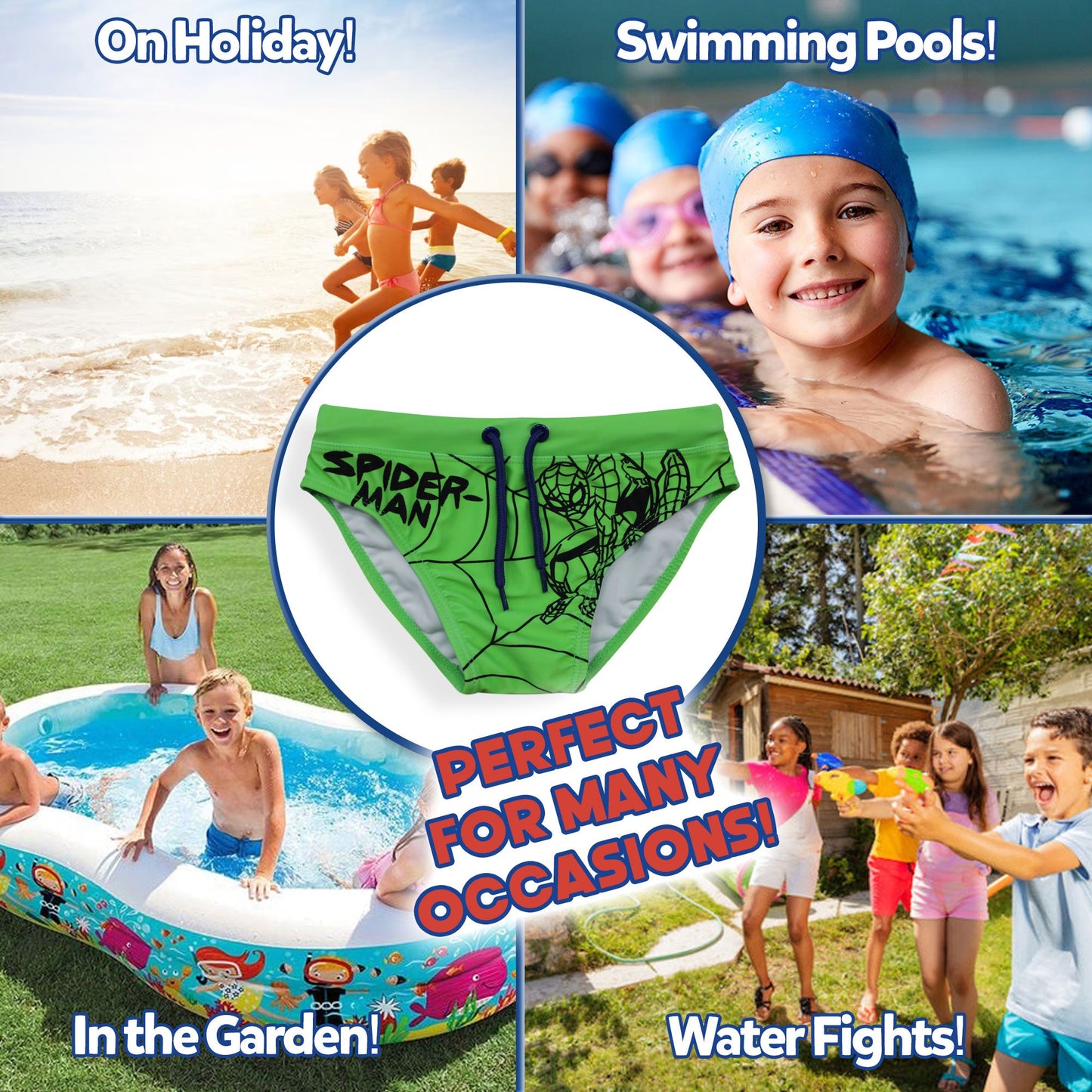 Costume da bagno bambino Marvel Spiderman mutandina slip fluo mare bimbo 6631