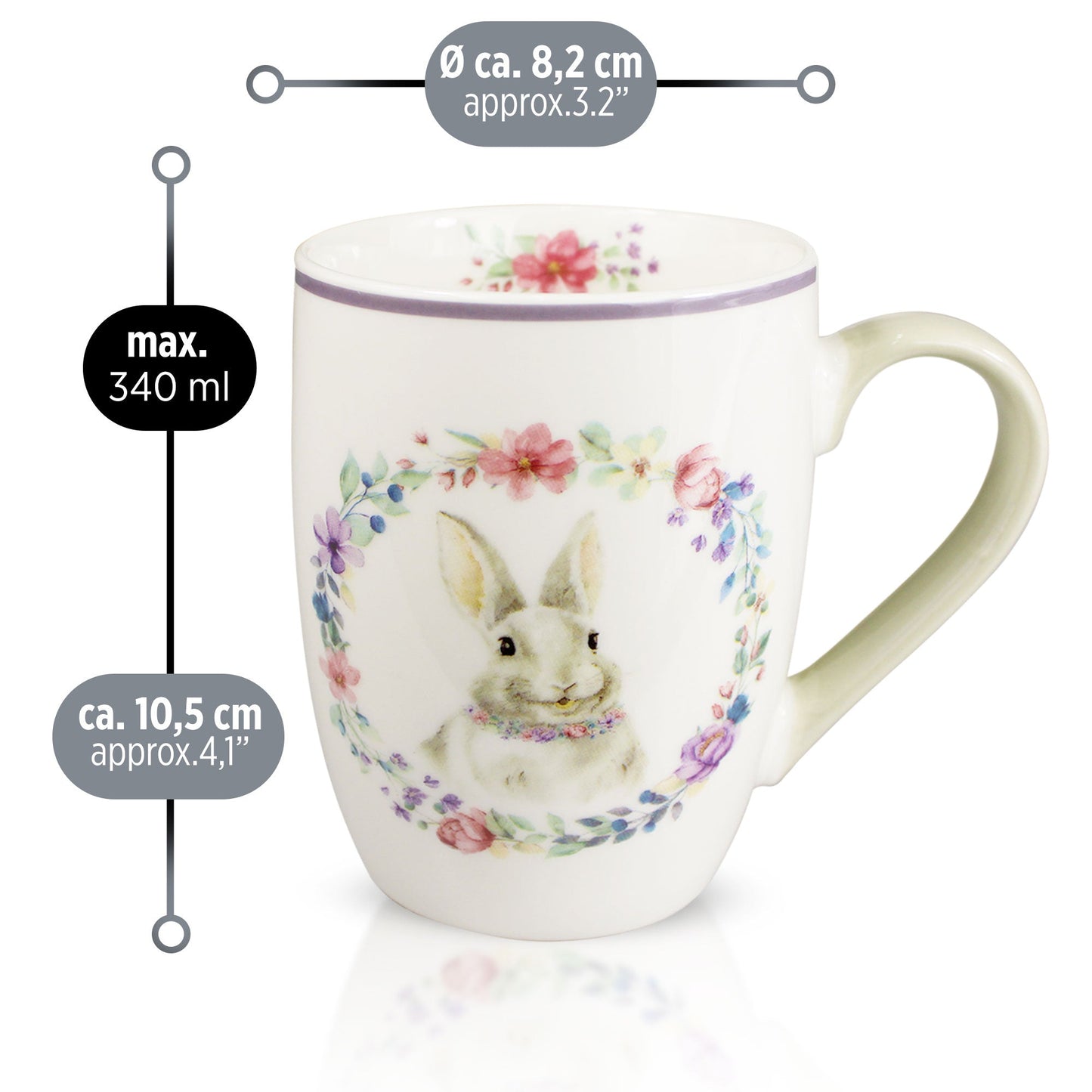 Tazza pasquale Nuvole di Stoffa Mug in porcellana Decoro Pasqua Bunny 340ml 6645