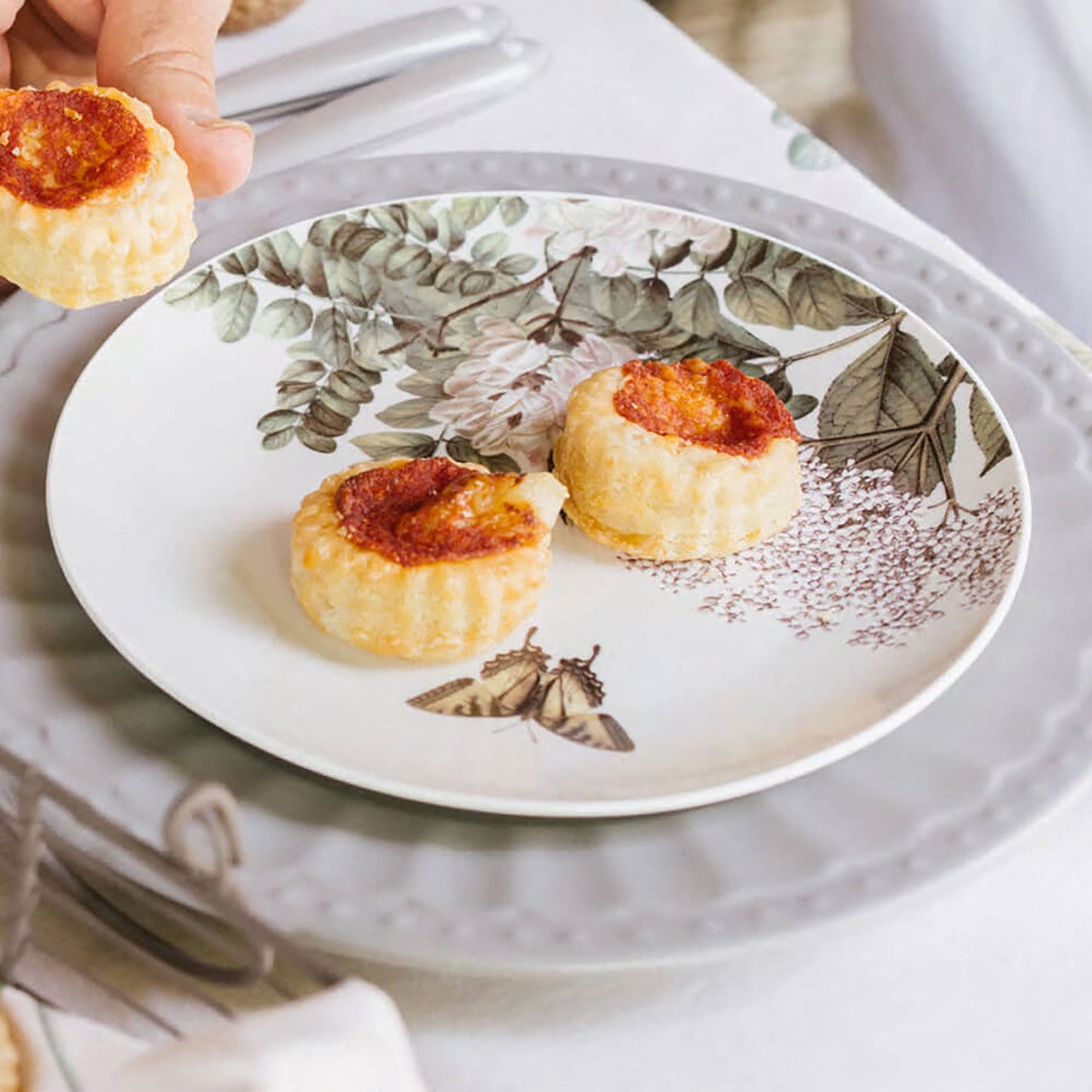 Piatti da dessert Nuvole di Stoffa Herbarium 2pz in porcellana Natural Chic 6676