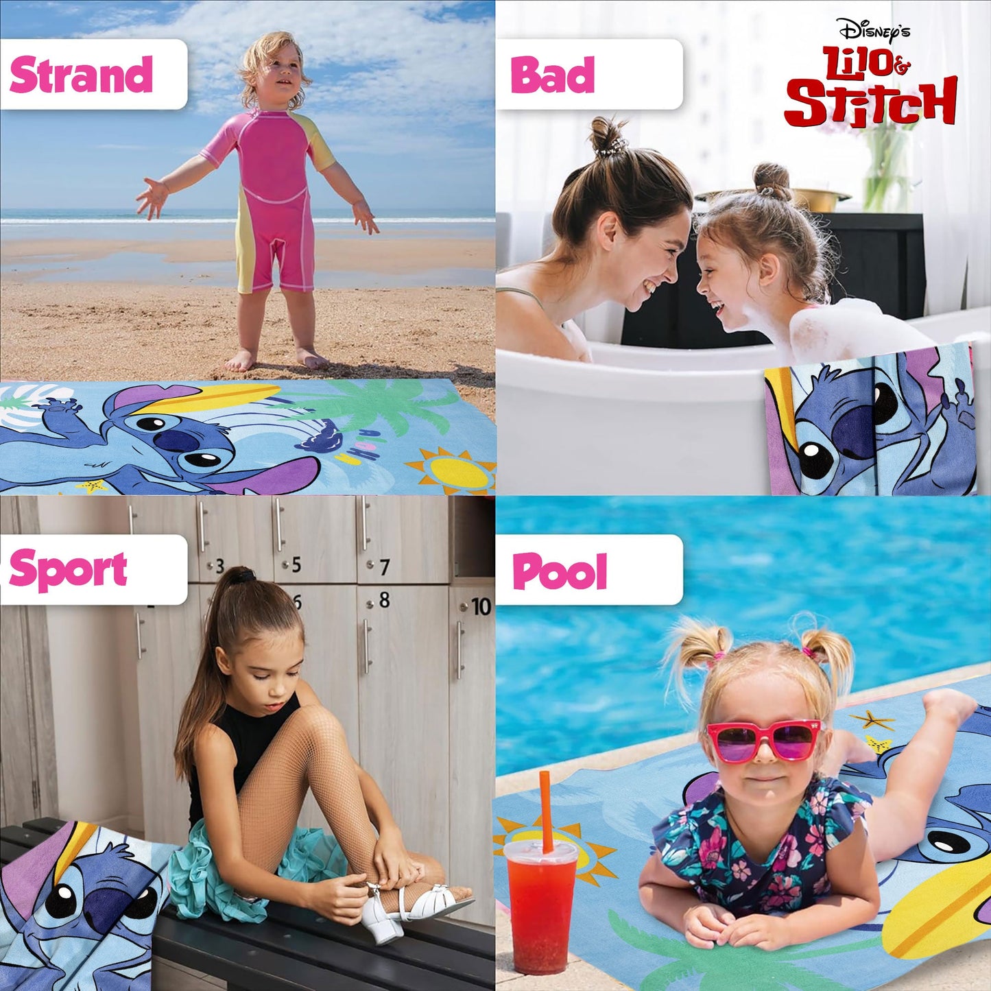 Telo mare Disney Stitch in cotone 70x140cm asciugamano piscina 6813