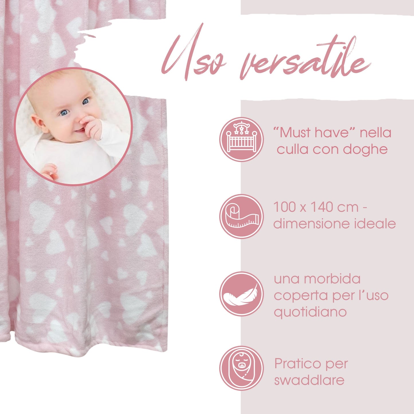Copertina Neonato Culla Lettino coperta in pile stampata 100x140cm bambini 6584