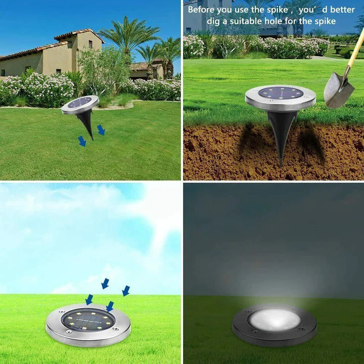Kit 4 Faretti da Giardino con 8 LED Impermeabili