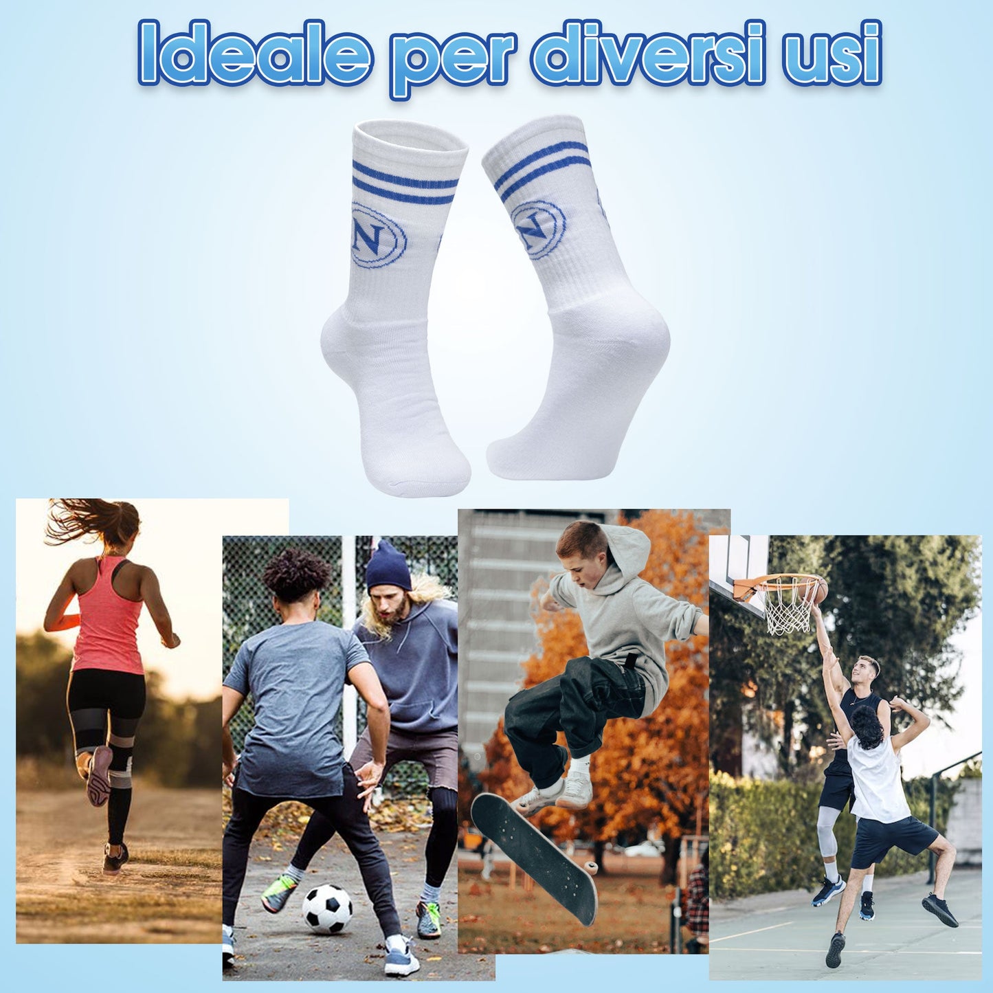 Calzini SSC Napoli in spugna di cotone set da 2 paia unisex adulto 7023