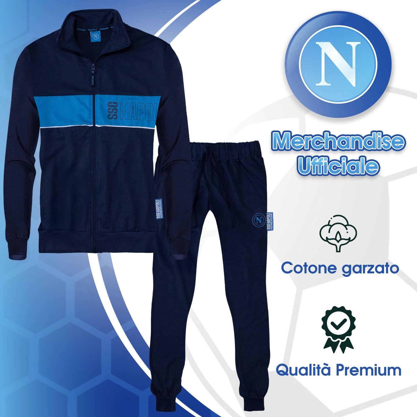 Tuta SSC Napoli in cotone a maniche lunghe bambino ragazzo felpa con zip 7073