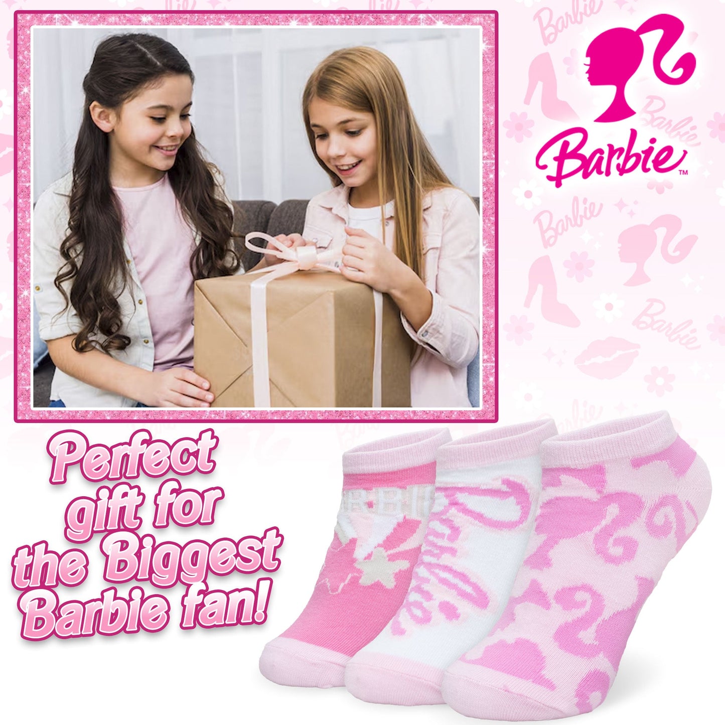 Calzini per bambina Barbie set 3 paia di calze in cotone per bimba 7118