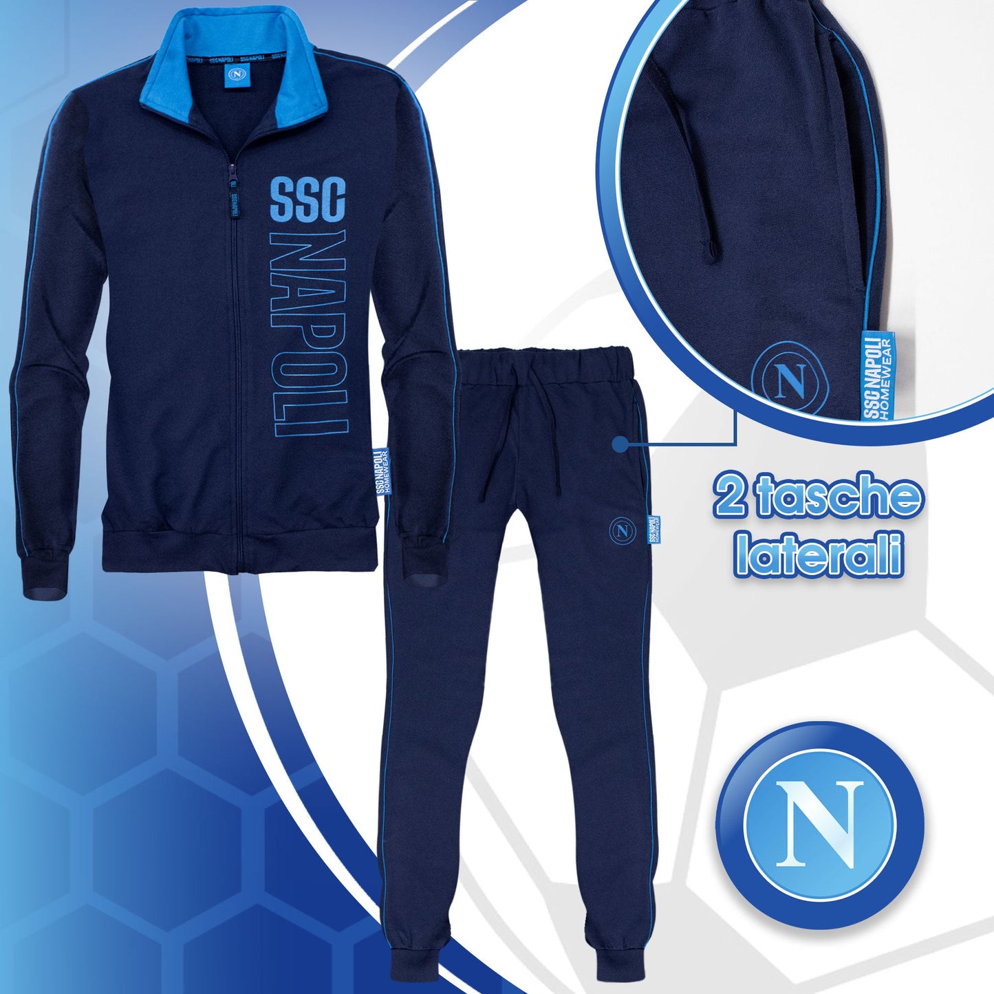 Tuta SSC Napoli in cotone a maniche lunghe per bambino ragazzo e adulto 7125