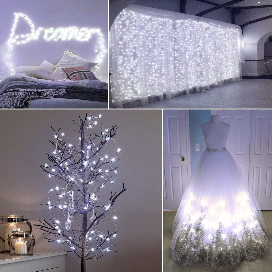 Outdoor garden light chain with solar panel 10 meters 100 cold light LEDs