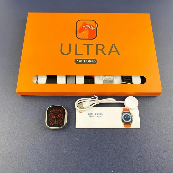 Smartwatch Ultra 7 in 1 2.2HD Amoled Schermo Ricarica wireless 49mm Series 8