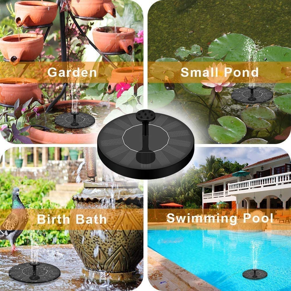 Fontana solare 6 ugelli da esterno solare per laghetti e giochi d'acqua da giardino