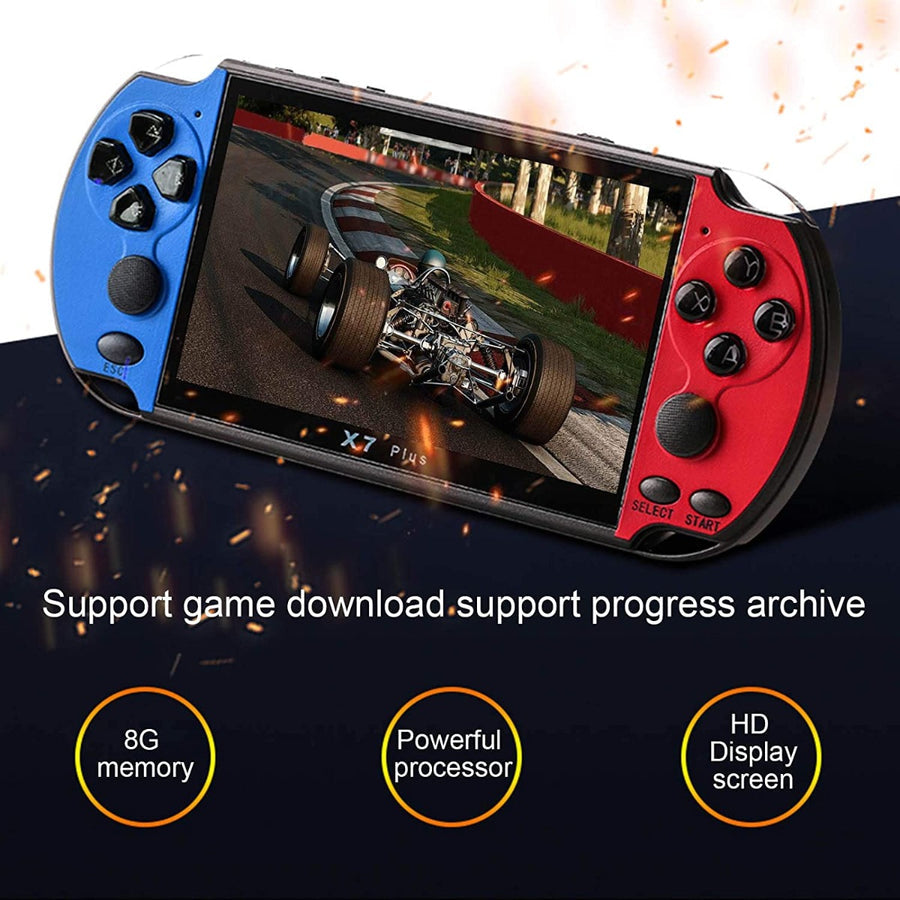 Console per Videogiochi Portatile X7 Plus da 5,1 Pollici 8GB Retro Console per Videogiochi 4K TV- out MP5 HD