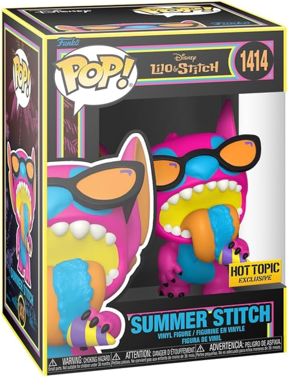 Funko Pop ! Disney - Lilo & Stitch (1414) Summer Stitch Blacklight Vinyl Figure 9Cm