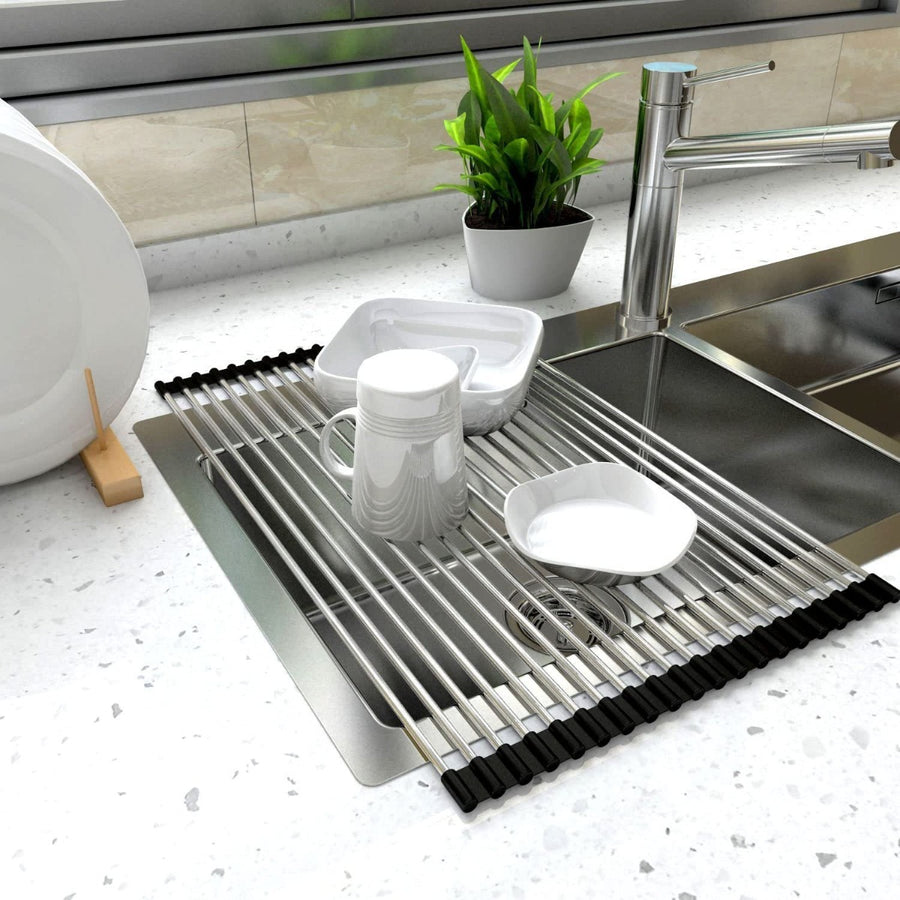 Scolapiatti pieghevole multi funzione per lavabo