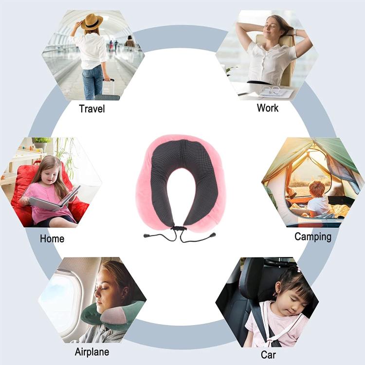 Cuscino Da Viaggio Collo Cervicale In Tessuto Memory Foam Relax Auto Treno Aereo 90149