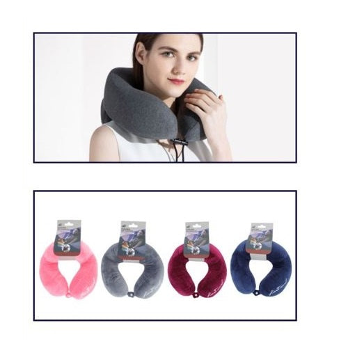 Cuscino Da Viaggio Collo Cervicale In Tessuto Memory Foam Relax Auto Treno Aereo 94975