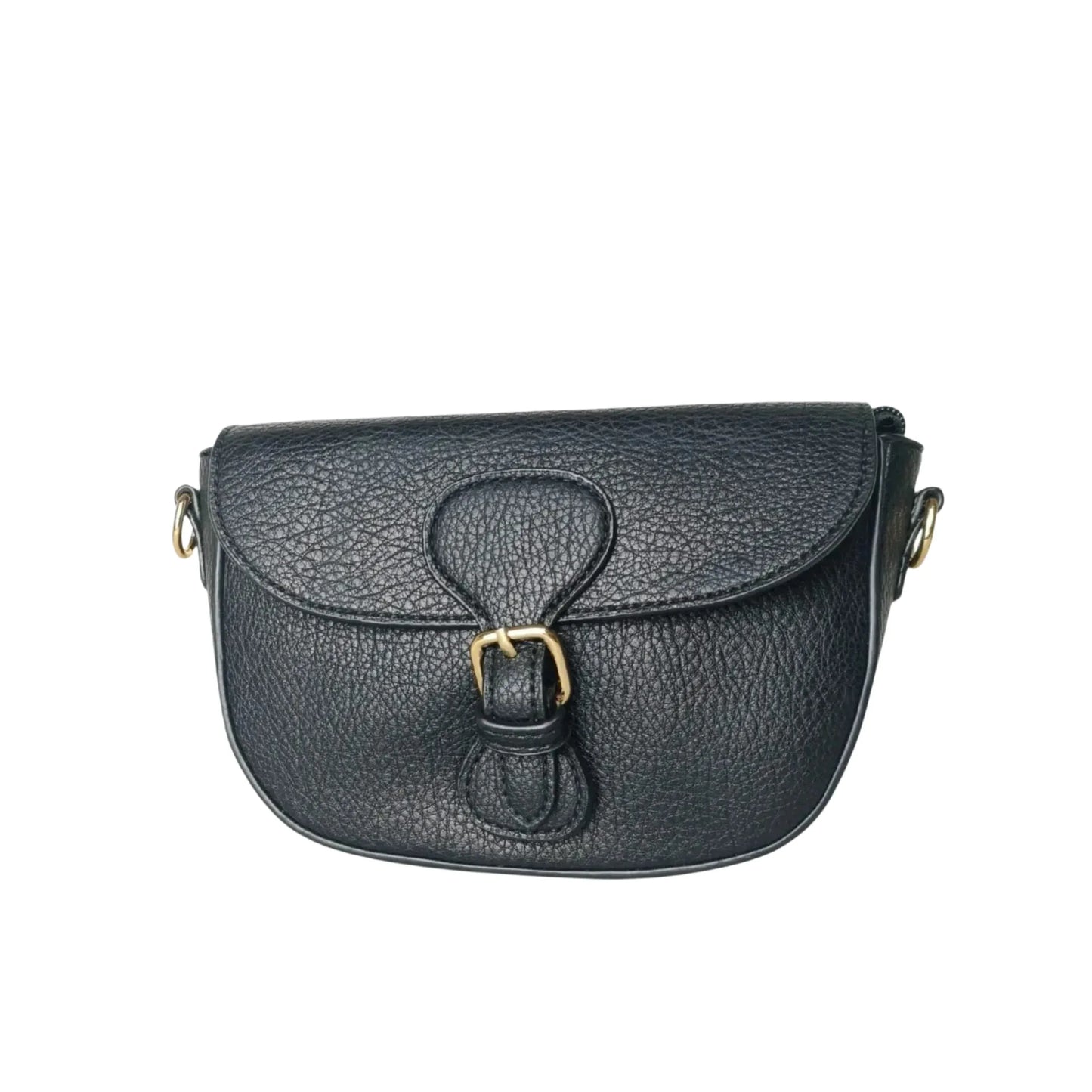 Leather crossbody bag with gold-tone buckle MS-2818