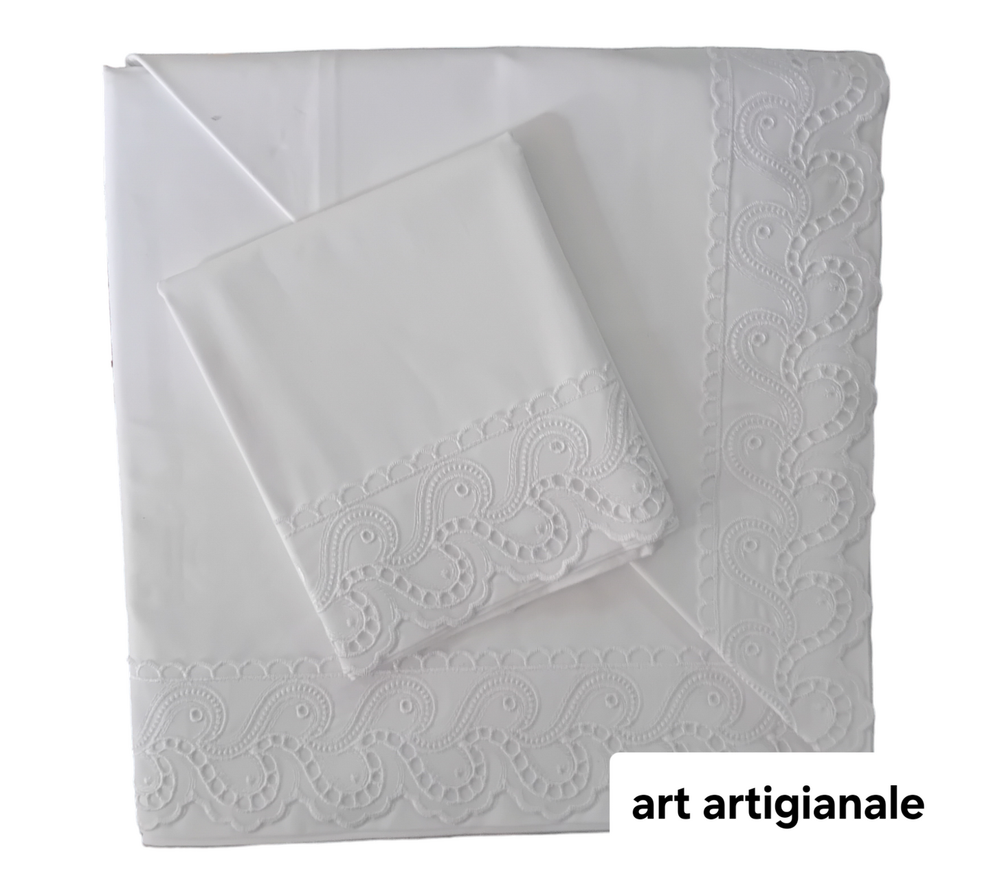 Completo letto in cotone con pizzo San Gallo – Linea Roma