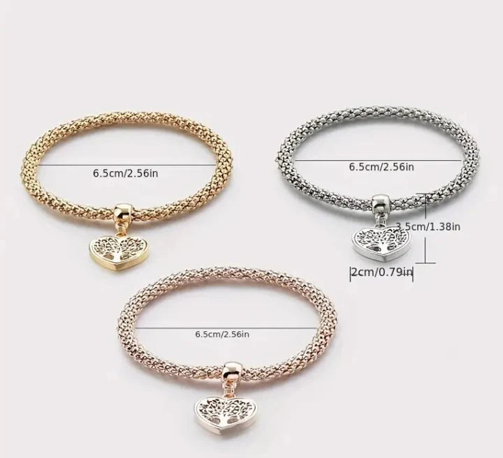 Bracciale con ciondolo Albero Della Vita Tricolore Oro Argento o Rosa