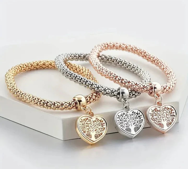 Bracciale con ciondolo Albero Della Vita Tricolore Oro Argento o Rosa