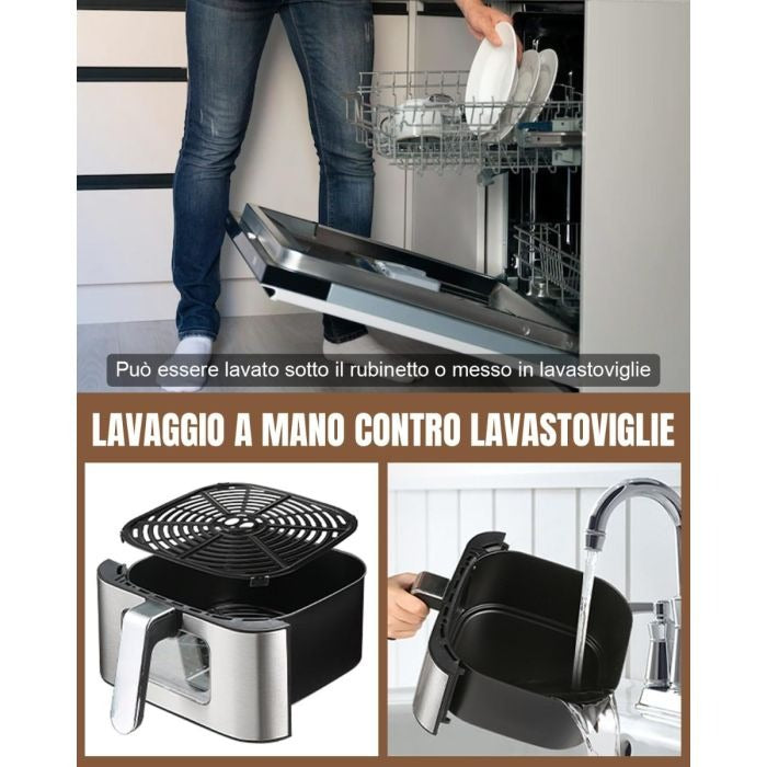 Friggitrice ad aria da 10 litri, friggitrice intelligente 10 in 1 con finestra di cottura visibile, friggitrici ad aria da 1500 W con cestello rimovibile, timer e controllo della temperatura