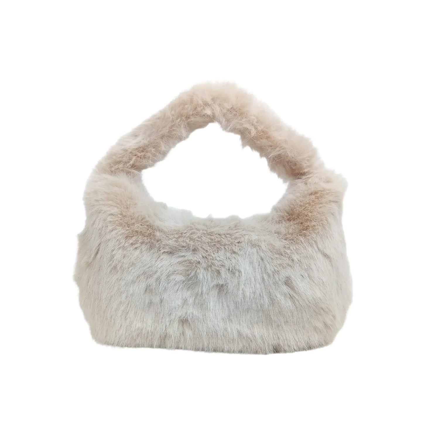 Vanilla faux-fur mini hobo handbag MS-2167