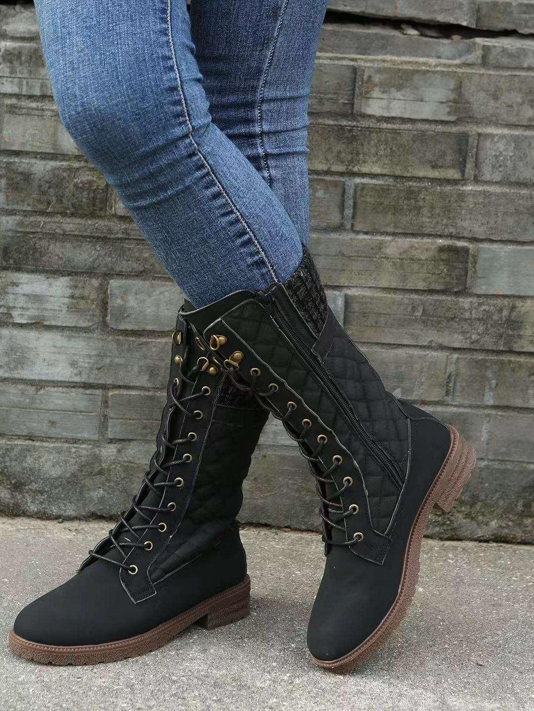 Solid Color Snow Boots for Autumn and Winter: Women's Mid-Calf Flat Heel