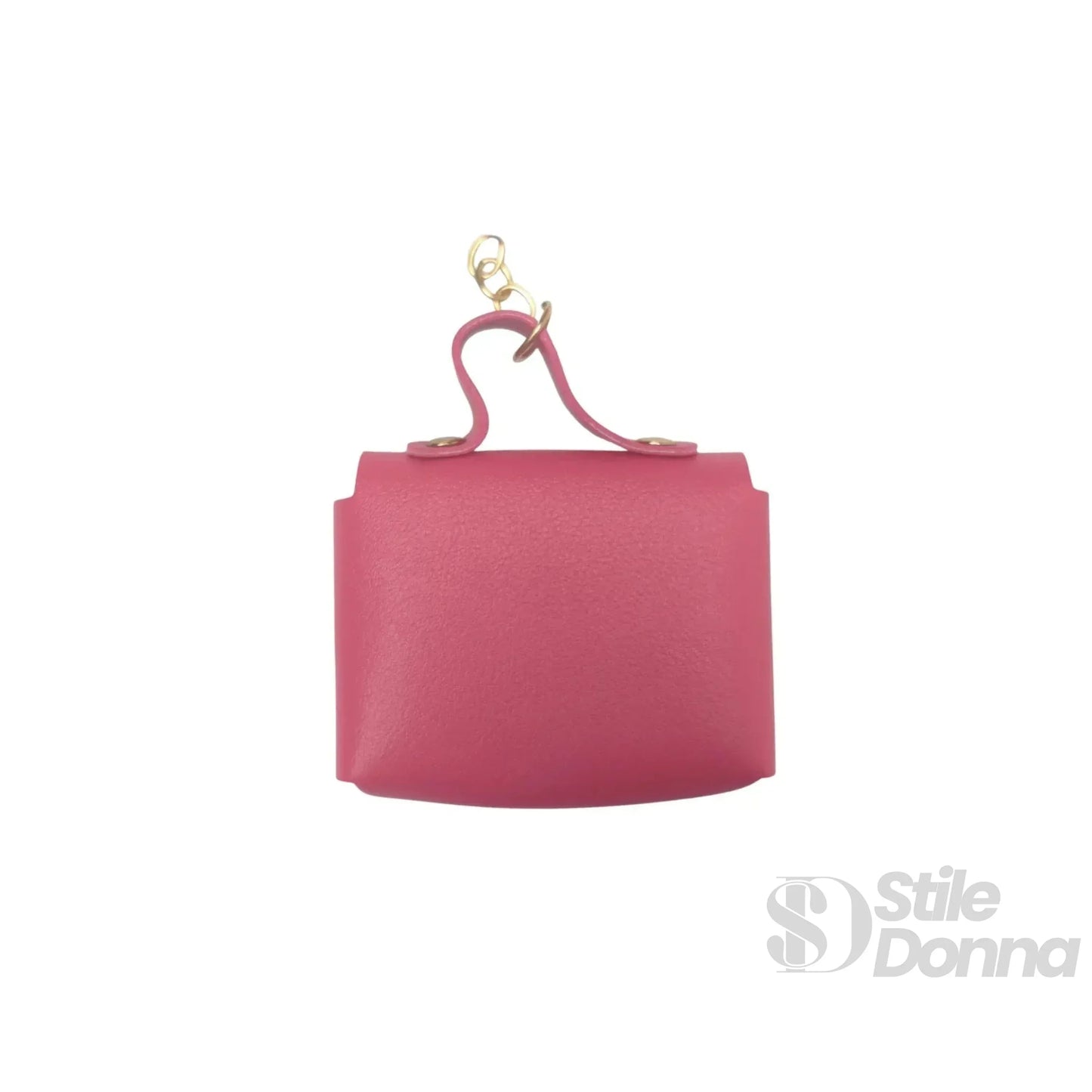 Portachiavi Mini Portamonete in Ecopelle Floreale con Charm Dorato
