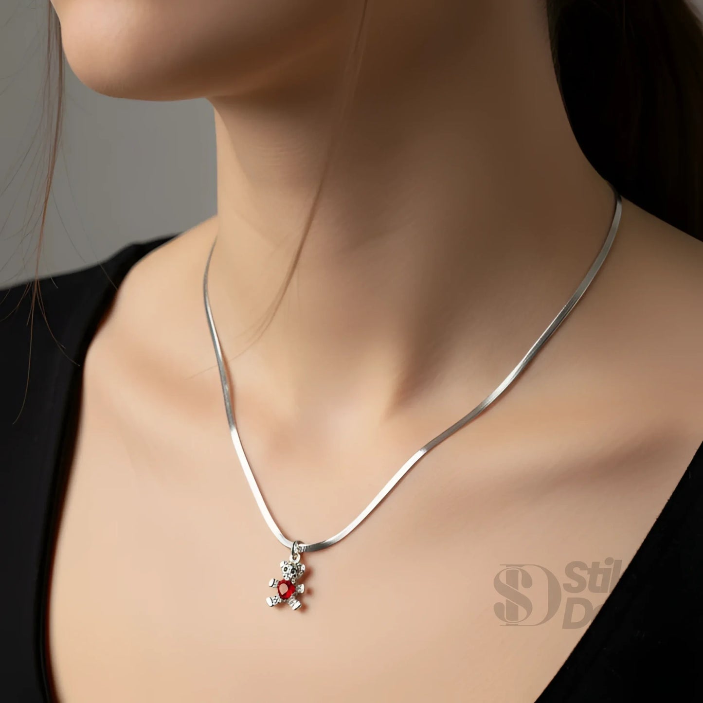 Sweetheart Collana con Ciondolo Orsetto in Argento Lucido