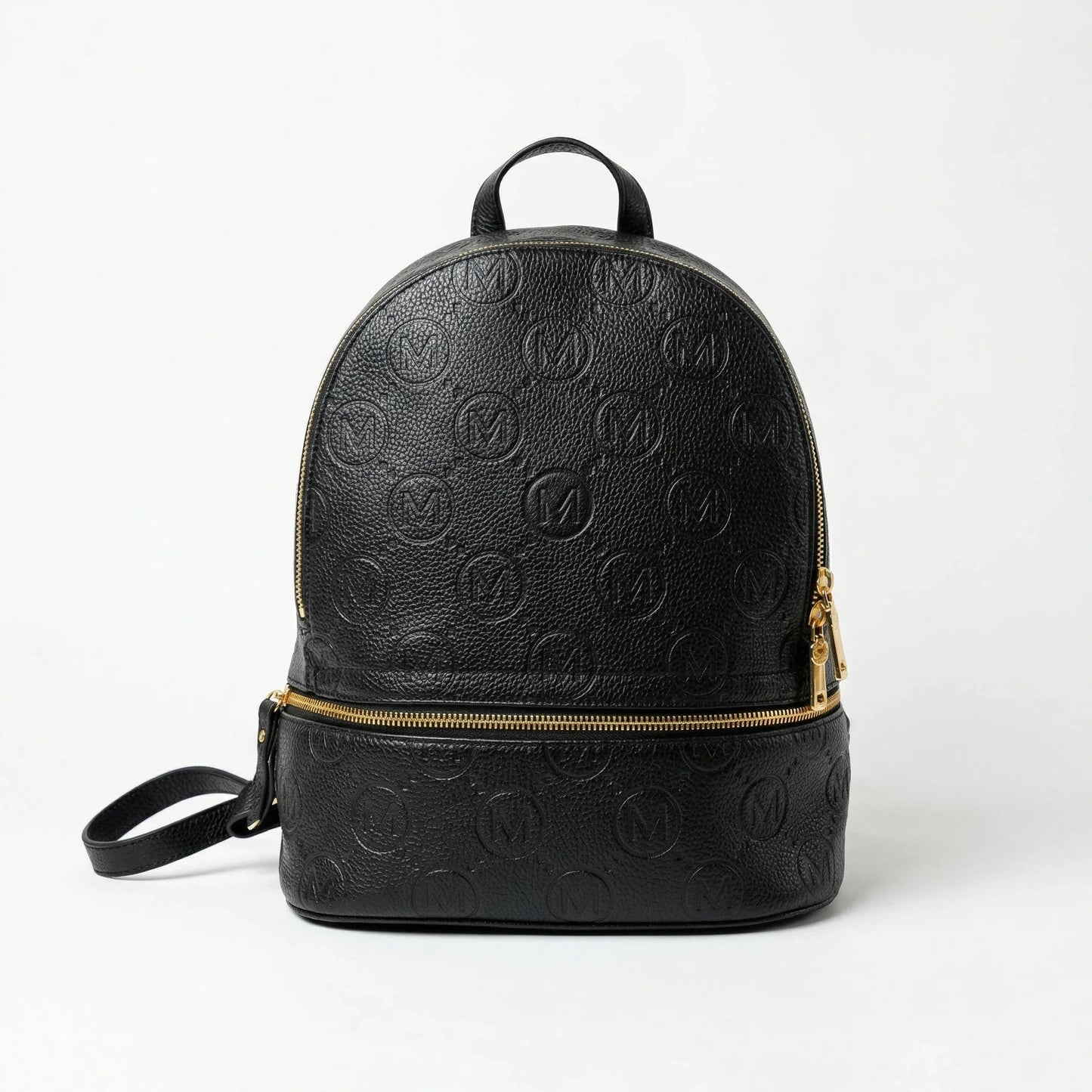 Beige and Black Leather Backpack - MS-4911
