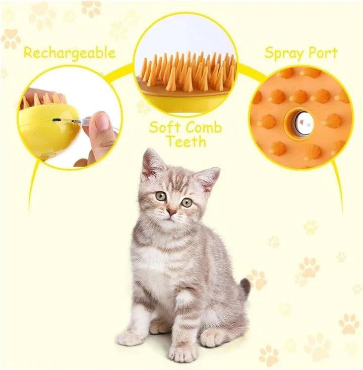 Spazzola per animali a vapore multifunzionale 3 in 1