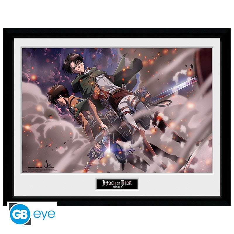 Abystyle: ATTACK ON TITAN (Smoke Blast) Poster Incorniciato Anime Cornice 30x40