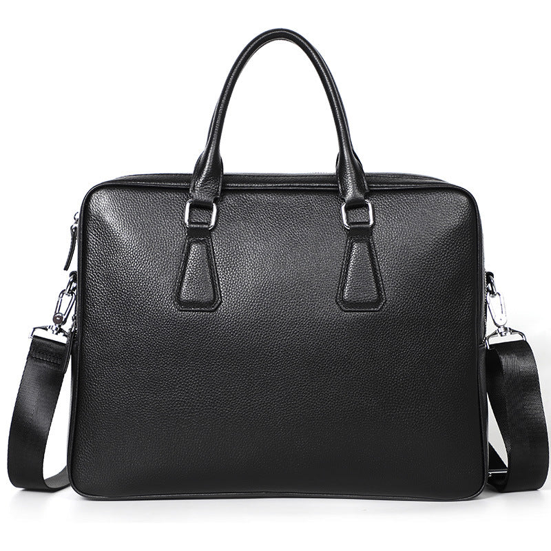 Borsa a mano da uomo in pelle, cartella orizzontale in pelle di vacchetta, grande capacità