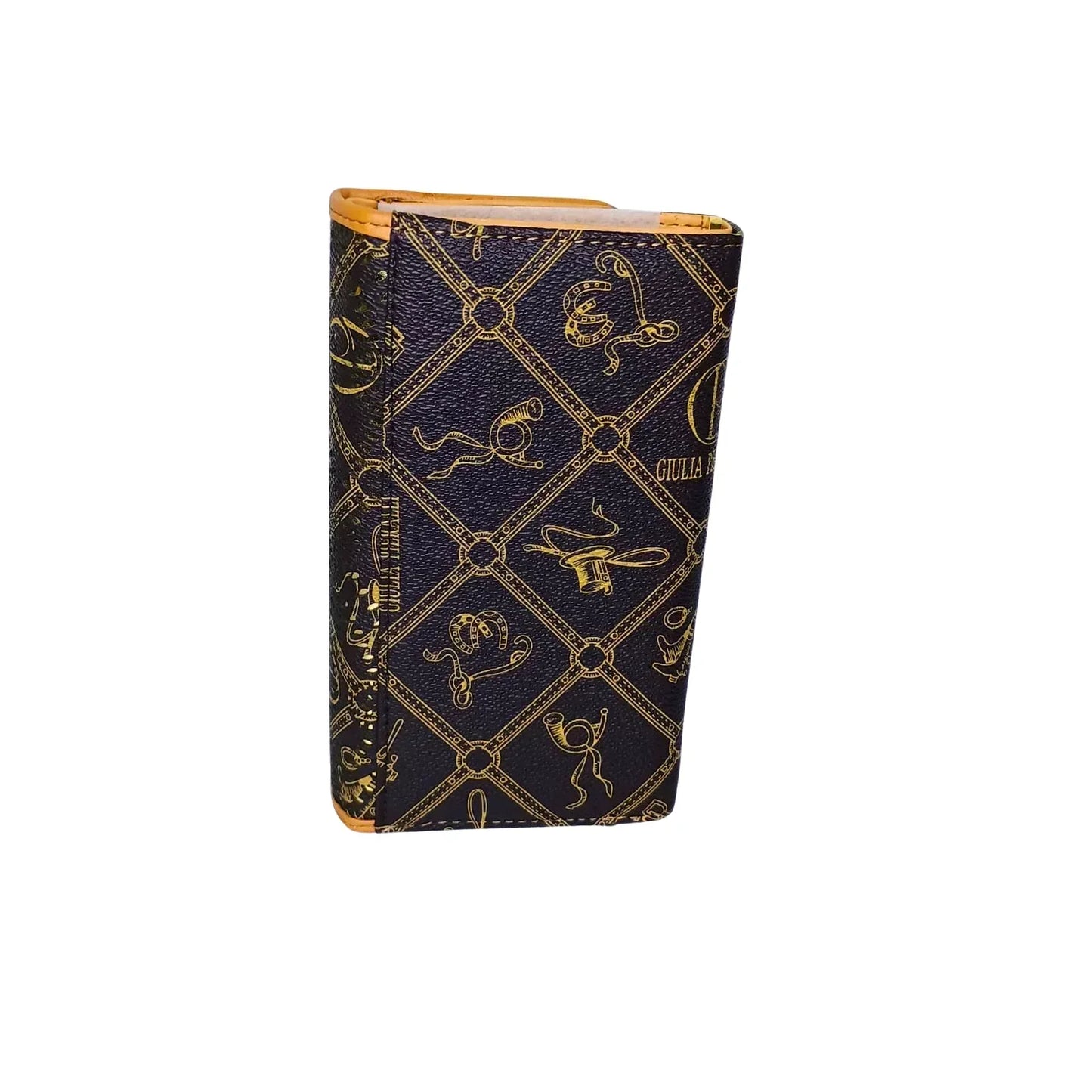 Brown Ladies Wallet with Tan Trim Pattern – MS-9991