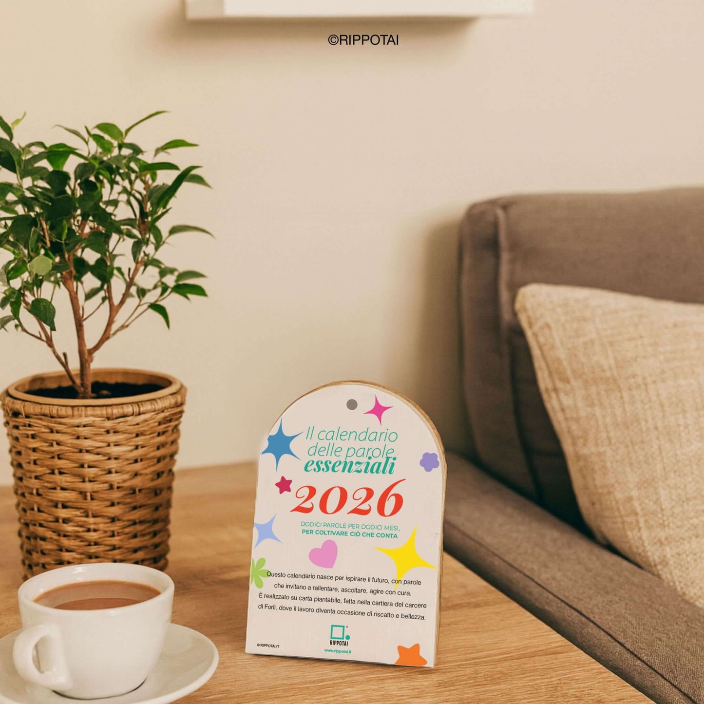 Calendario da tavolo in carta piantabile – Il calendario delle parole essenziali Rippotai