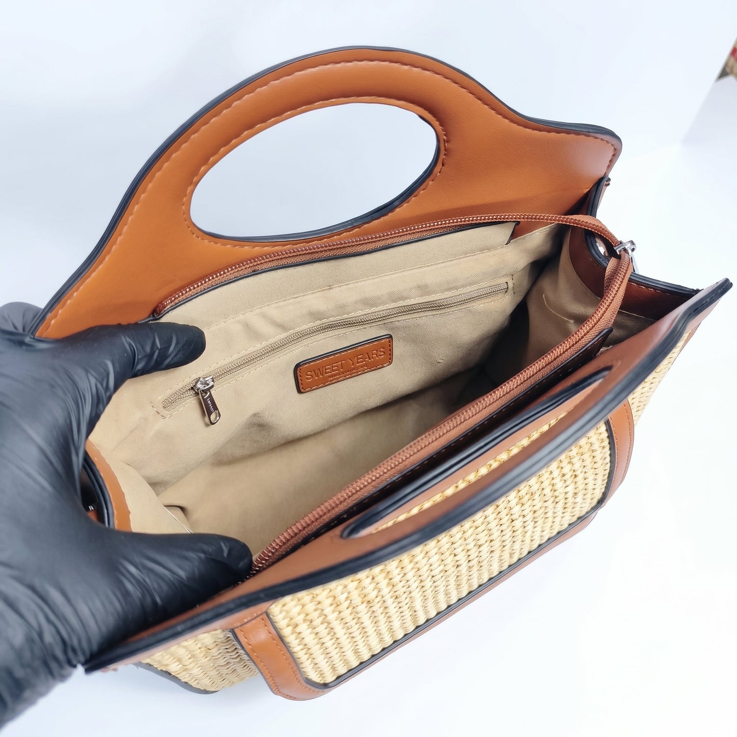 Sweet Years Borsa Shopping da Donna in Tessuto Intrecciato ed Ecopelle con Tasca Frontale