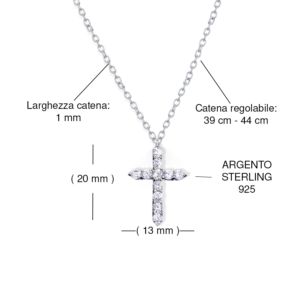 Collana Croce Donna - Argento sterling 925 - Amuleto della felicità