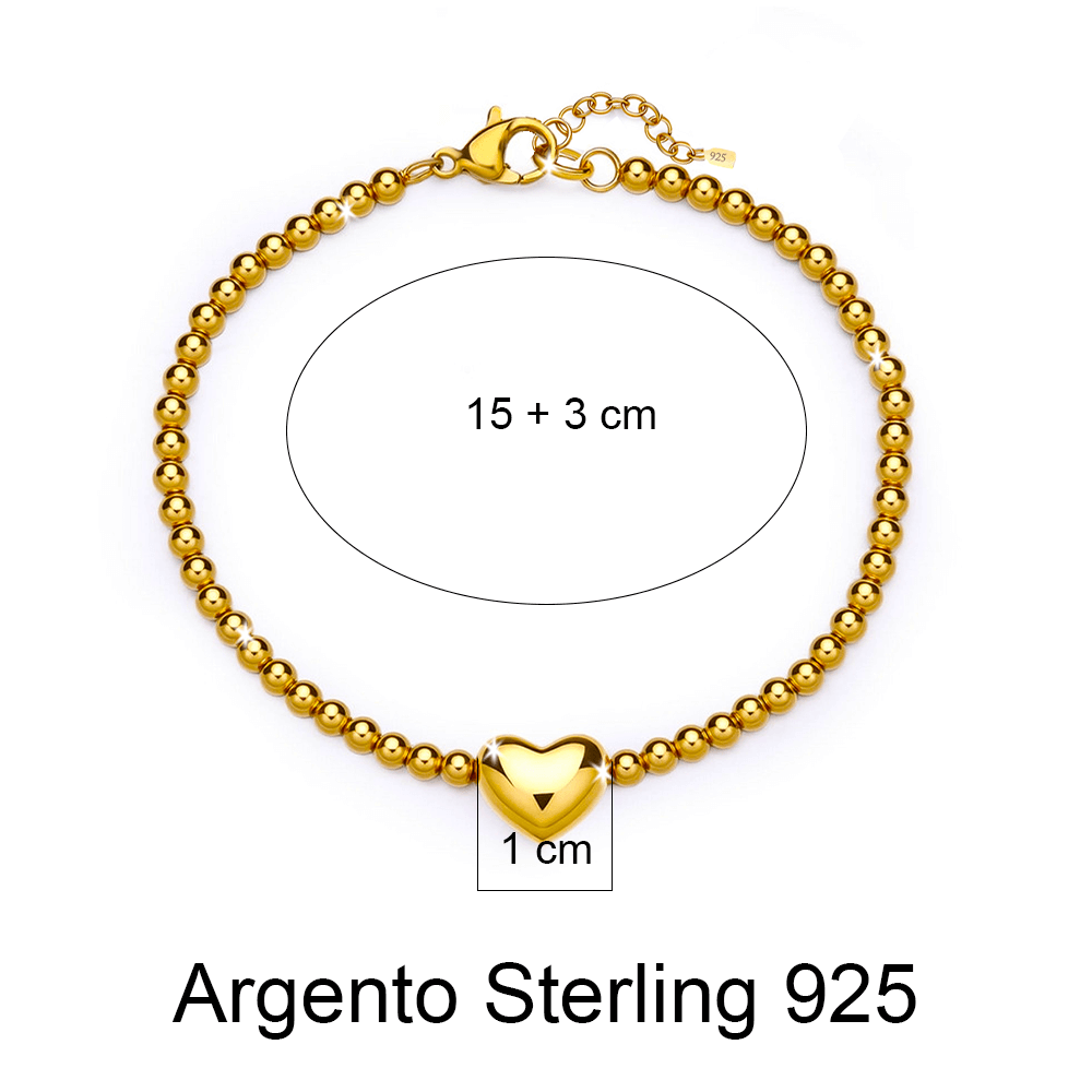 Bracciale Donna in Argento Sterling 925 - Con catena di cuori