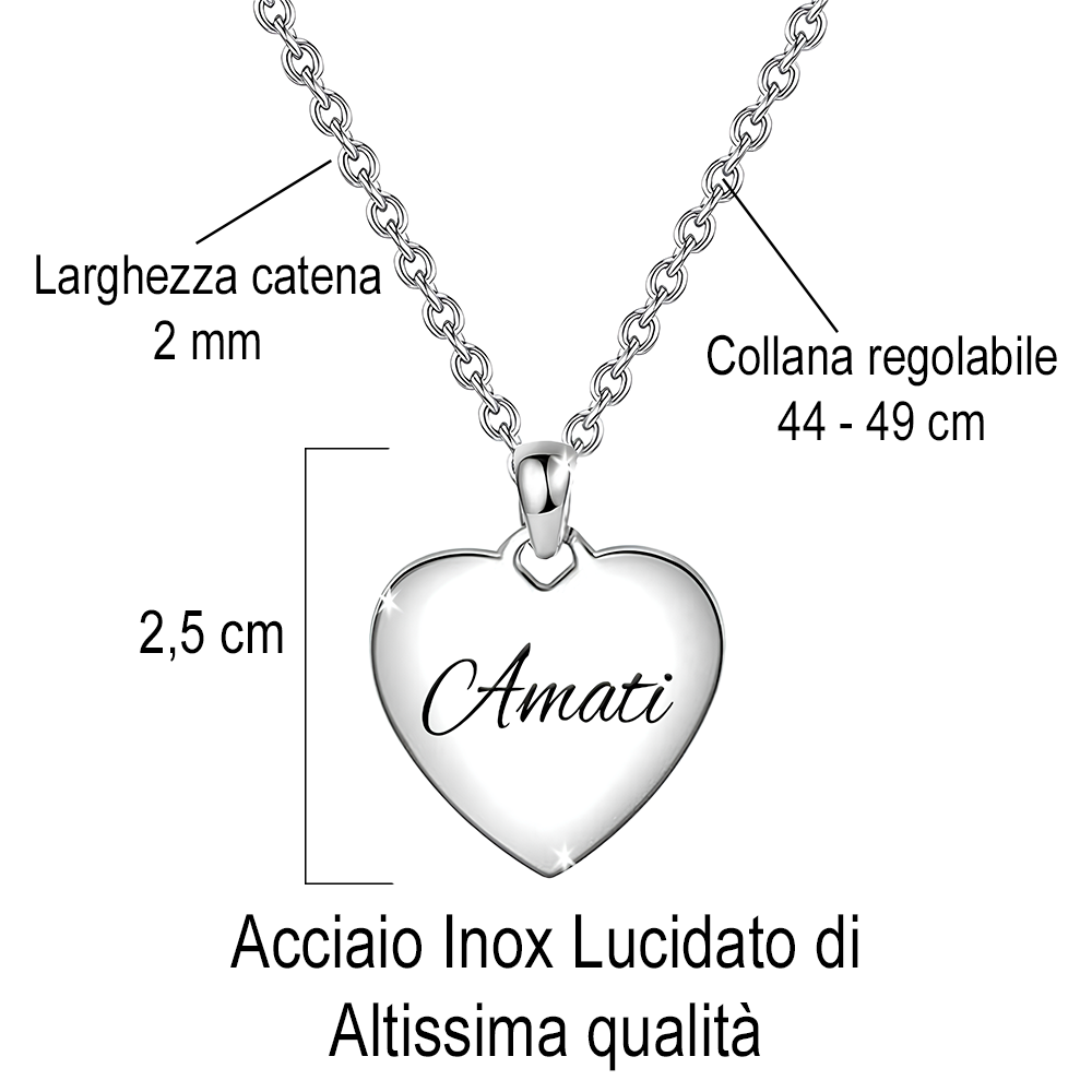 Collana da Donna con Incisione Amati in Acciaio Inox Lucidato