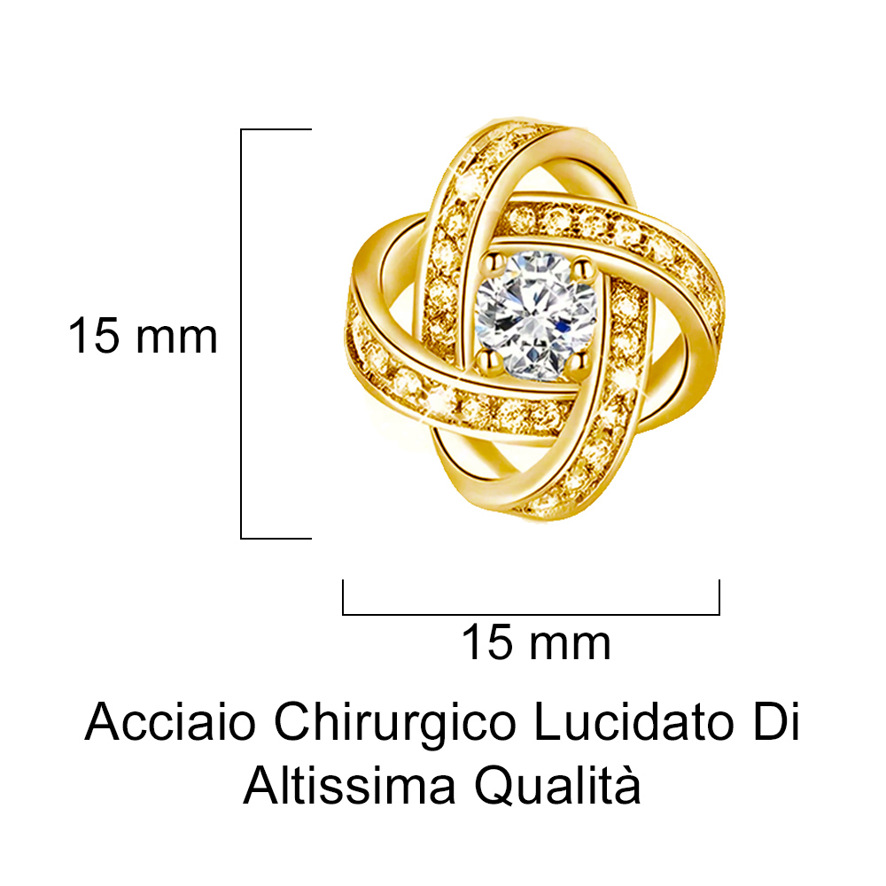 Orecchini Nodo con Pietra Donna in Acciaio chirurgico con Finitura in Oro 18k