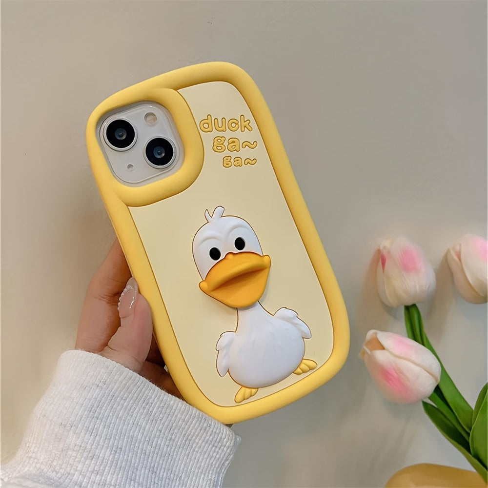 Cute Cartoon 3D Duck Silicone Phone Case for Iphone 15 14 13 12 11 Pro Max Funny Gift Animal Shockproof Soft Back Cover