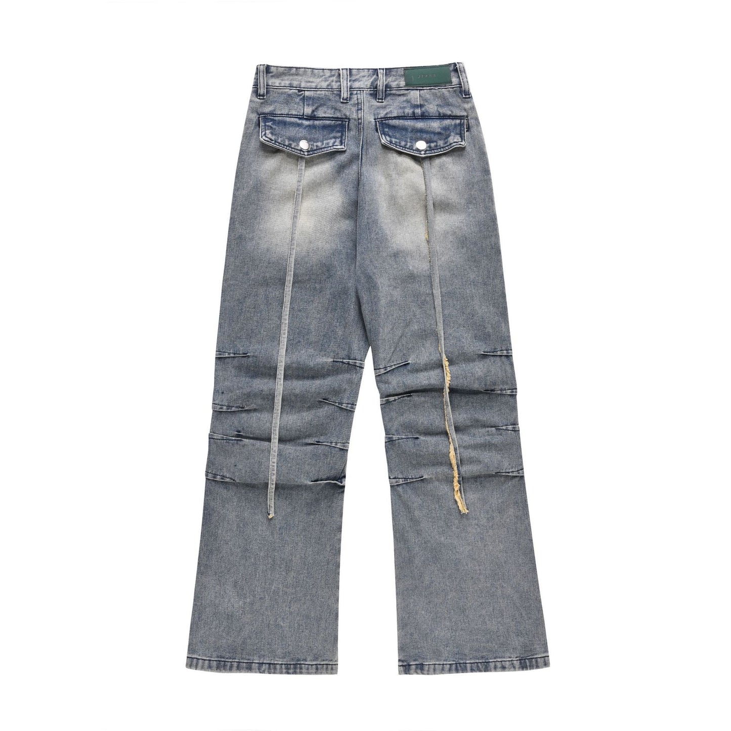 Street Retro Washed Old Pleated Loose Wide Leg Slightly Flared Crumpled Daddy Pants Cargo Jeans