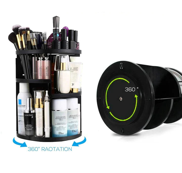 Organizzatore per trucco verticale con rotazione 360 gradi e livelli regolabili