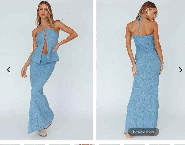 European And American Sexy Tube Top Split Dress Suit Women