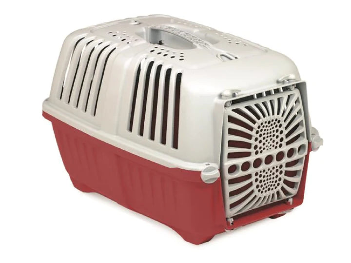 Trasportino pratico trasporto cani cane gatti auto viaggio con porta in plastica 48x31,5x33h cm